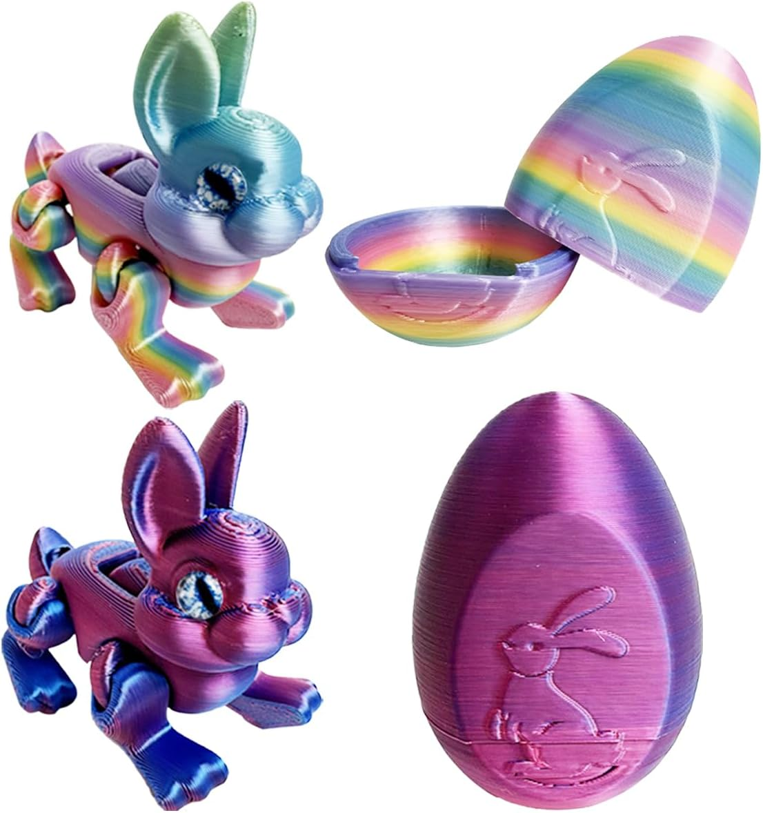 3D Bunny Rabbit Collectible Figurines, Colorful 2Pcs, Easter Gift, Modern Style, 2 Count
