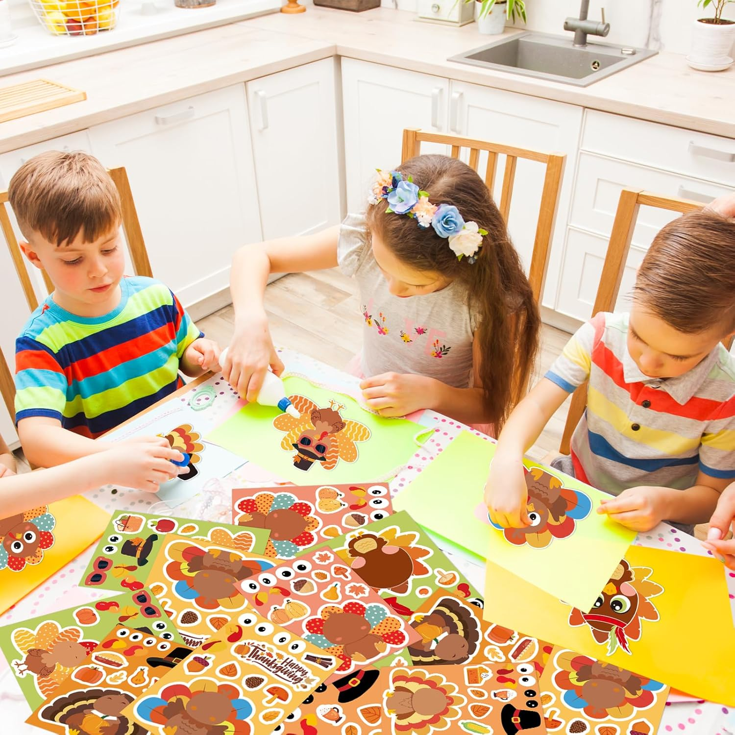 Thanksgiving Stickers for Kids 36 Sheets Make a Turkey Face Stickers Thanksgiving Crafts for Kids Make Your Own Turkey Sticker - Image 6