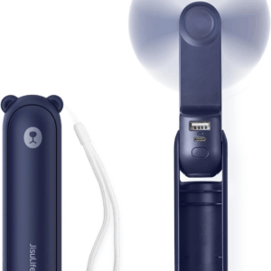 Handheld Mini Fan, 3 in 1 USB Rechargeable Portable Fan [12-19 Working Hours] with Power Bank, Flashlight, Pocket Design for Travel/Summer/Concerts/Lash, Gifts for Women (Dark Blue)