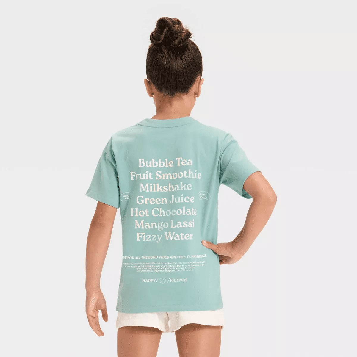 Girls' Short Sleeve Oversized Bubble Tea Graphic T-Shirt - Cat & Jack™ Light Turquoise - Image 3