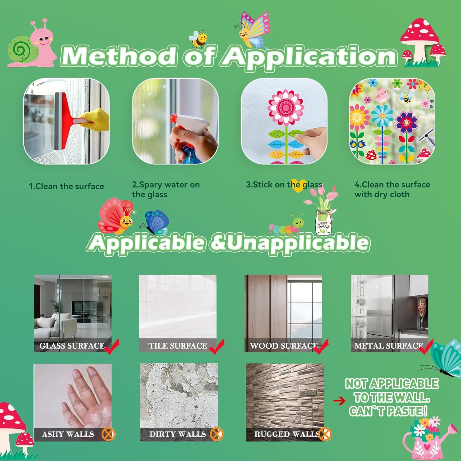 Spring Window Clings - 9 Sheets 112 Pcs Hello Spring Window Clings Colorful Flower Gnome Windows Decal Stickers Decor for Glass Windows Classroom Home Office - Image 7