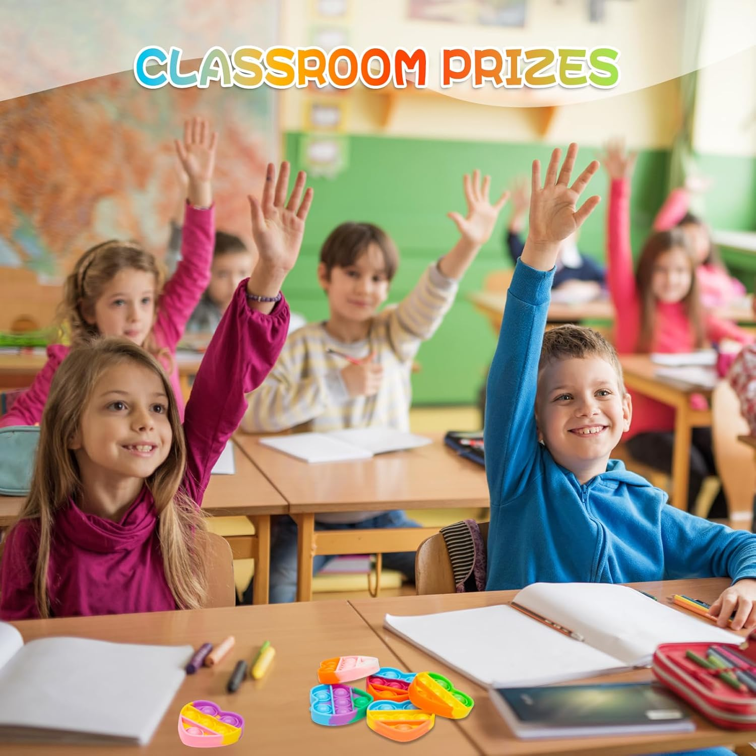 Pop Fidget Toys Bulk Its Valentines Day Gifts for Kids 30 Pack Valentines for Kids Classroom Valentines Day Party Favors Mini Heart Pop Fidget Keychain It Bulk Toys Valentine Goodie Bags Boys Girls - Image 6