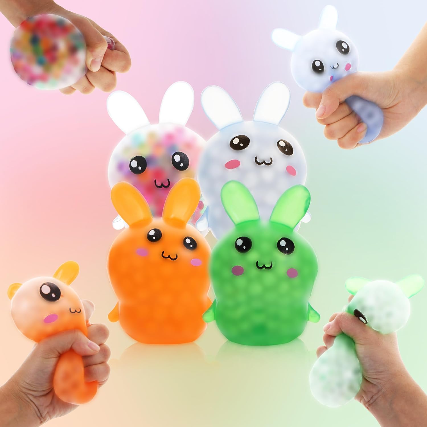 4 Pack Squishy Easter Bunny Stress Balls Toys for Adults, Stress Relief Fidget Balls to Relax, Easter Party Favor Gifts, Easter Basket Stuffers - Image 2