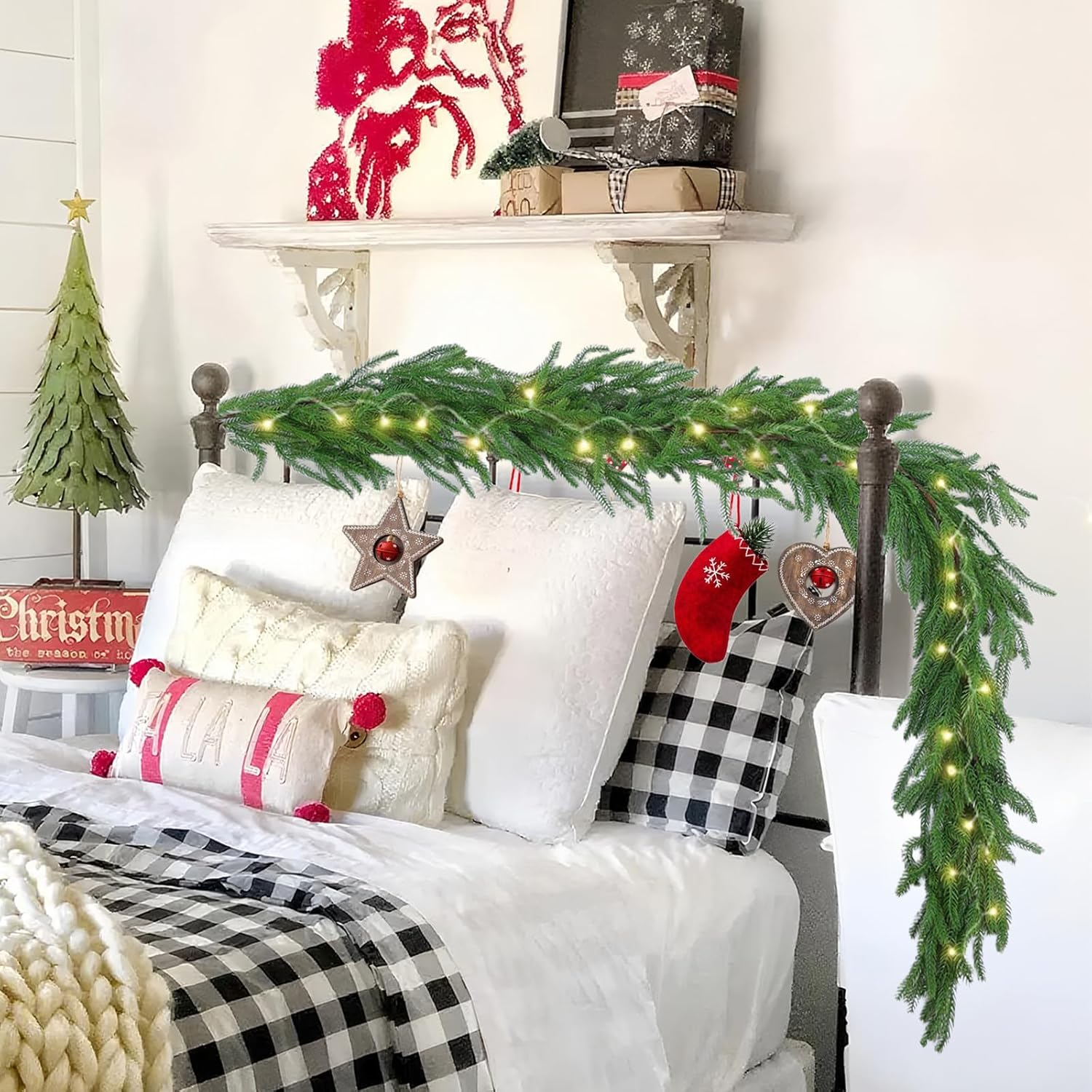 2 Pcs 6 Ft Artificial Norfolk Pine Garlands, Real Touch Winter Pine Garland, Green Artificial Greenery Garland for Table, Mantle, Wall, Indoor, Outdoor Christmas Decorations (2, 6 FT) - Image 6