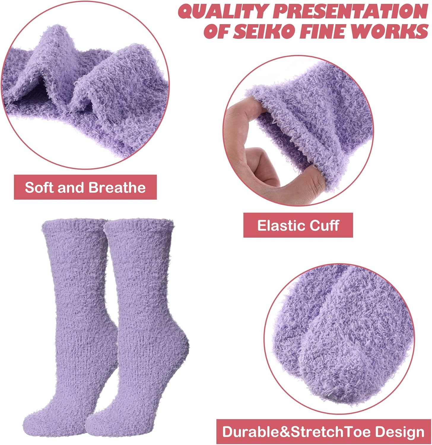 Womens Fuzzy Socks Cozy Fluffy Winter Warm Slipper Socks Microfiber Soft Home Sleeping Socks - Image 6