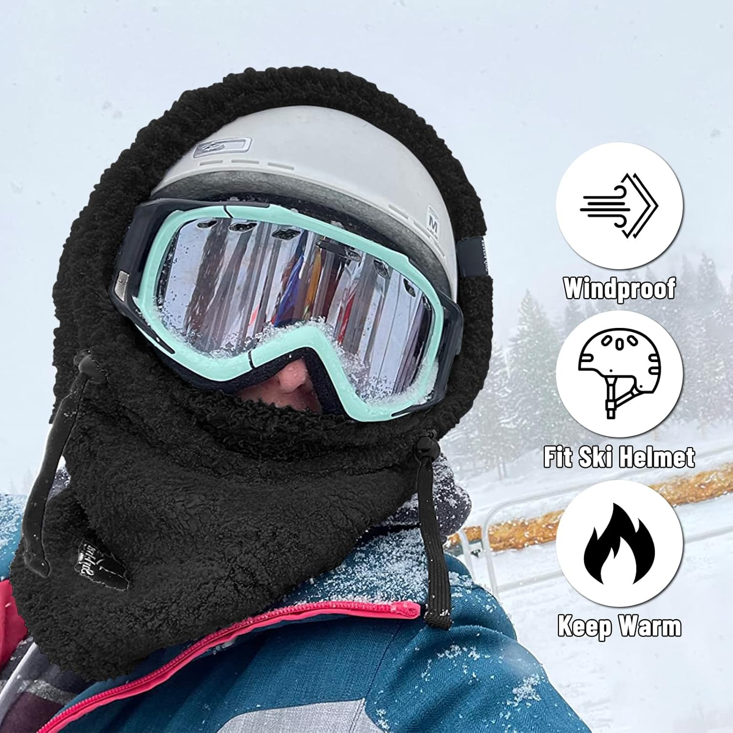 Balaclava Cold Weather Fleece Windproof Ski Mask Winter Breathable Thermal Face Mask Neck Warmer Scarf Helmet Hood - Image 3