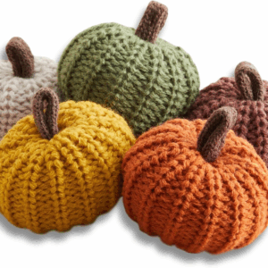 MINI Knit Pumpkins Set of 5, Fall Favorite, Gifts for Women, Autumn Bowl Fillers Fall Farmhouse Tier Tray Decor, Decorative Pumpkins for Friend (Autumn Set)