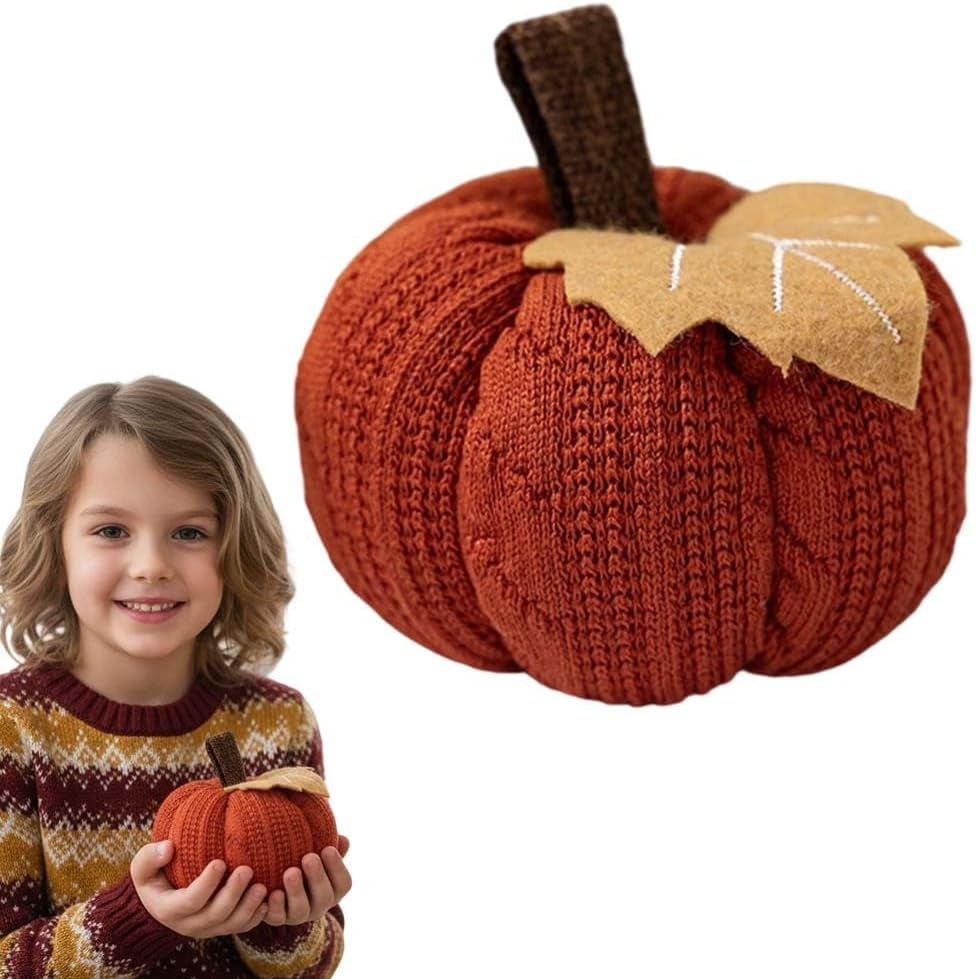 Thanksgiving Knitted Little Pumpkin Pendant, Autumn Harvest Decor, Halloween Fall Home Decoration, Cute Knit Pumpkin Gift for Kids, Festival Table Centerpiece (1, Orange) - Image 2