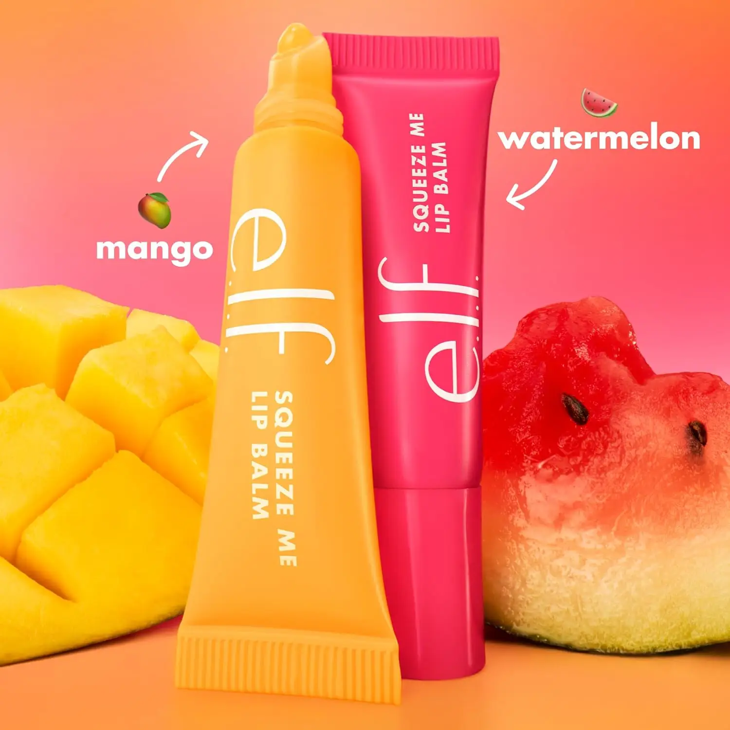 Squeeze Me More Lip Balm Duo, Moisturizing Balm for a Sheer Tint of Color, Made with Hyaluronic Acid, Vegan & Cruelty-Free, Mango & Watermelon - Image 2