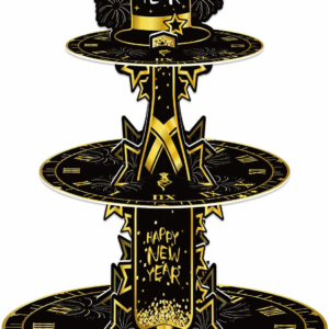 2025 Happy New Year Cupcake Stand 3-Tier round Cupcake Stand New Years Eve Cake Stand Party Supplies New Year Table Decorations