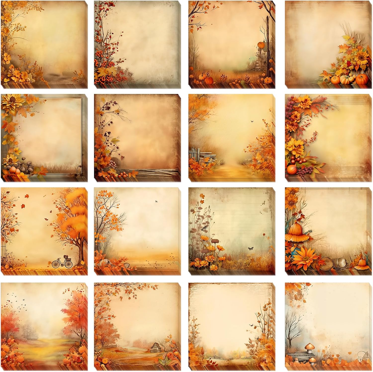 16 Pieces Fall Sticky Notes 3X3 Inch Cute Fall Maple Leaf Note Pads Adesive Memo Notes for Reminder Studying Planning School Office Home Teacher Student Present, 16 Designs