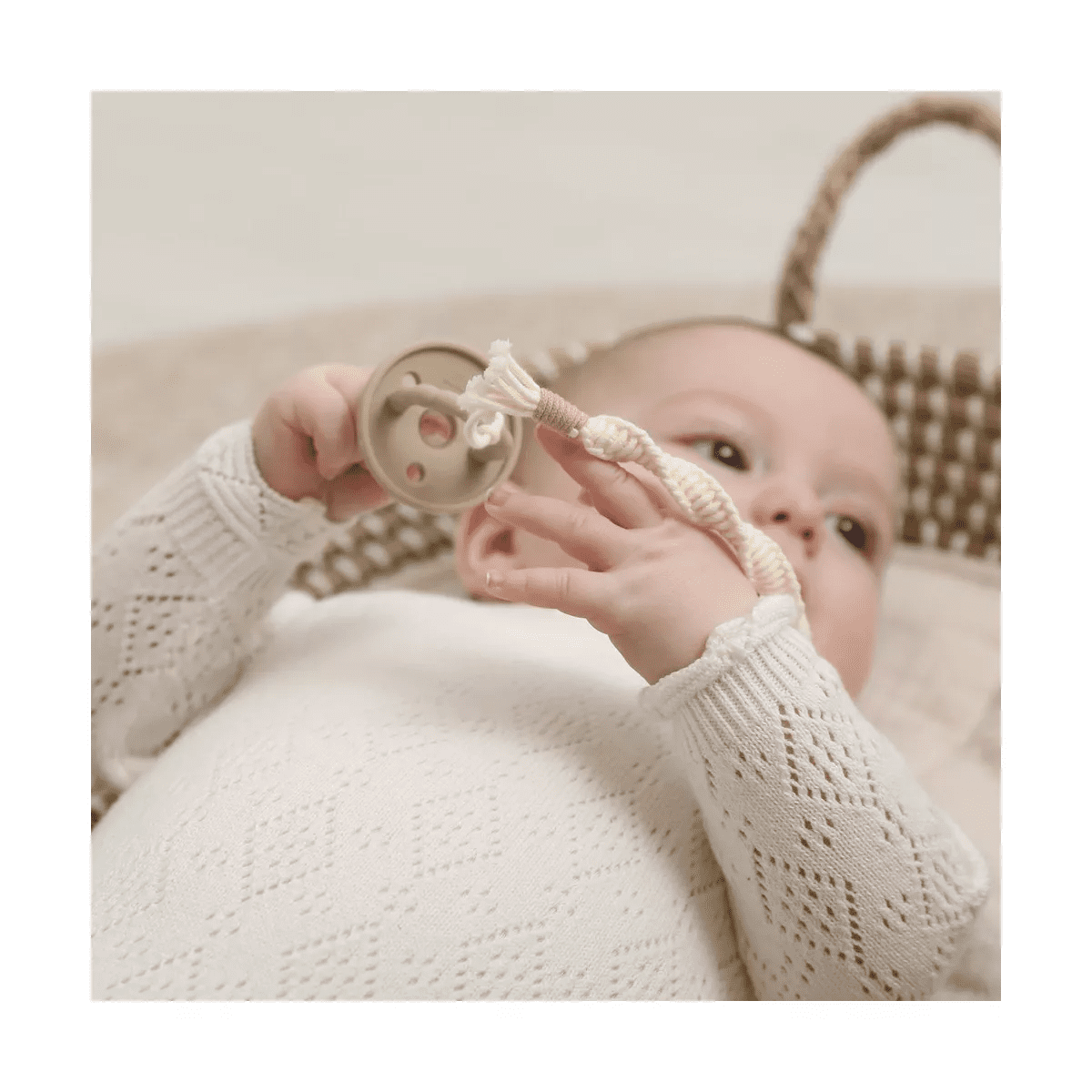 Macrame Pacifier Clip - Baby Pacifier Holder Leash Boho Wooden Clips - Teething Toy with Handmade Braided Cotton Modern Unisex Baby Gift (Multicolor) - Image 6