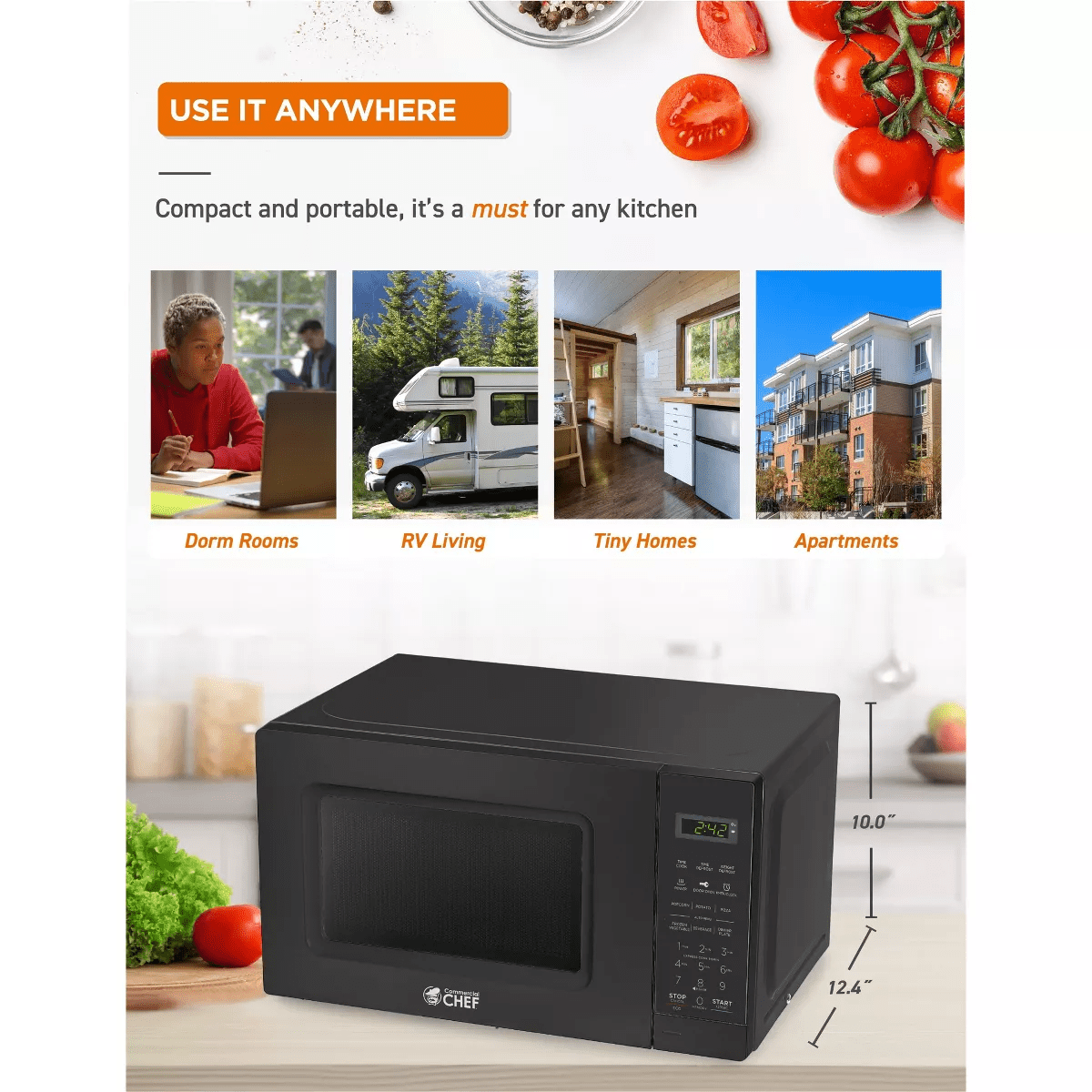 COMMERCIAL CHEF Countertop Microwave Oven 0.7 Cu. Ft. 700W - Image 4
