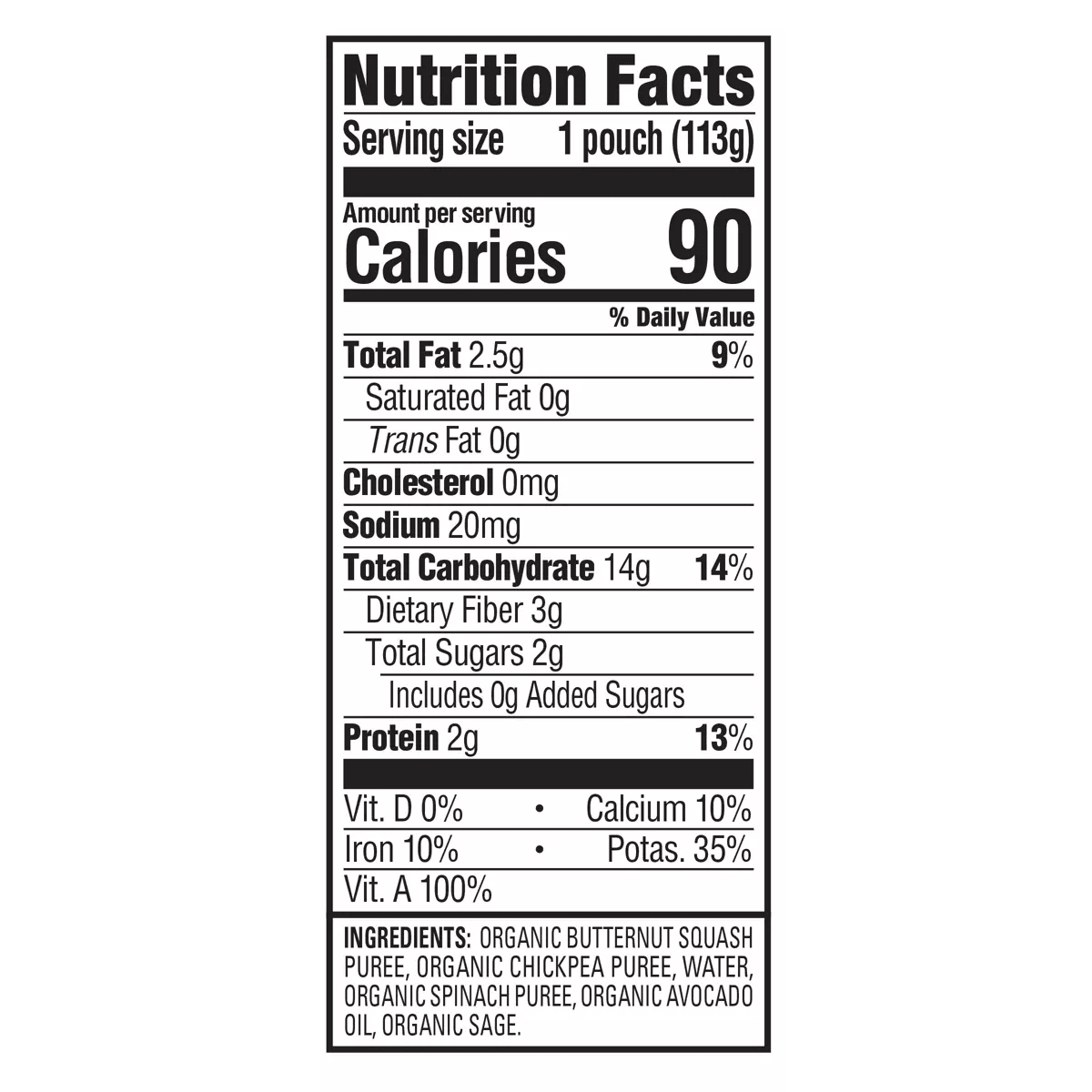 Happybaby Organics Stage 2 Squash Chickpeas and Spinach with Avocado Oil & Sage Baby Food Pouch - 4Oz - Image 4