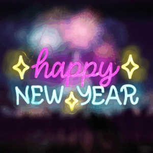 Happy New Year Neon Sign, LED Holiday Decor, Indoor Party Decoration - 16.5In×8.9In USB Powered Neon Light with 6 Dimmable Modes for New Year Decorations