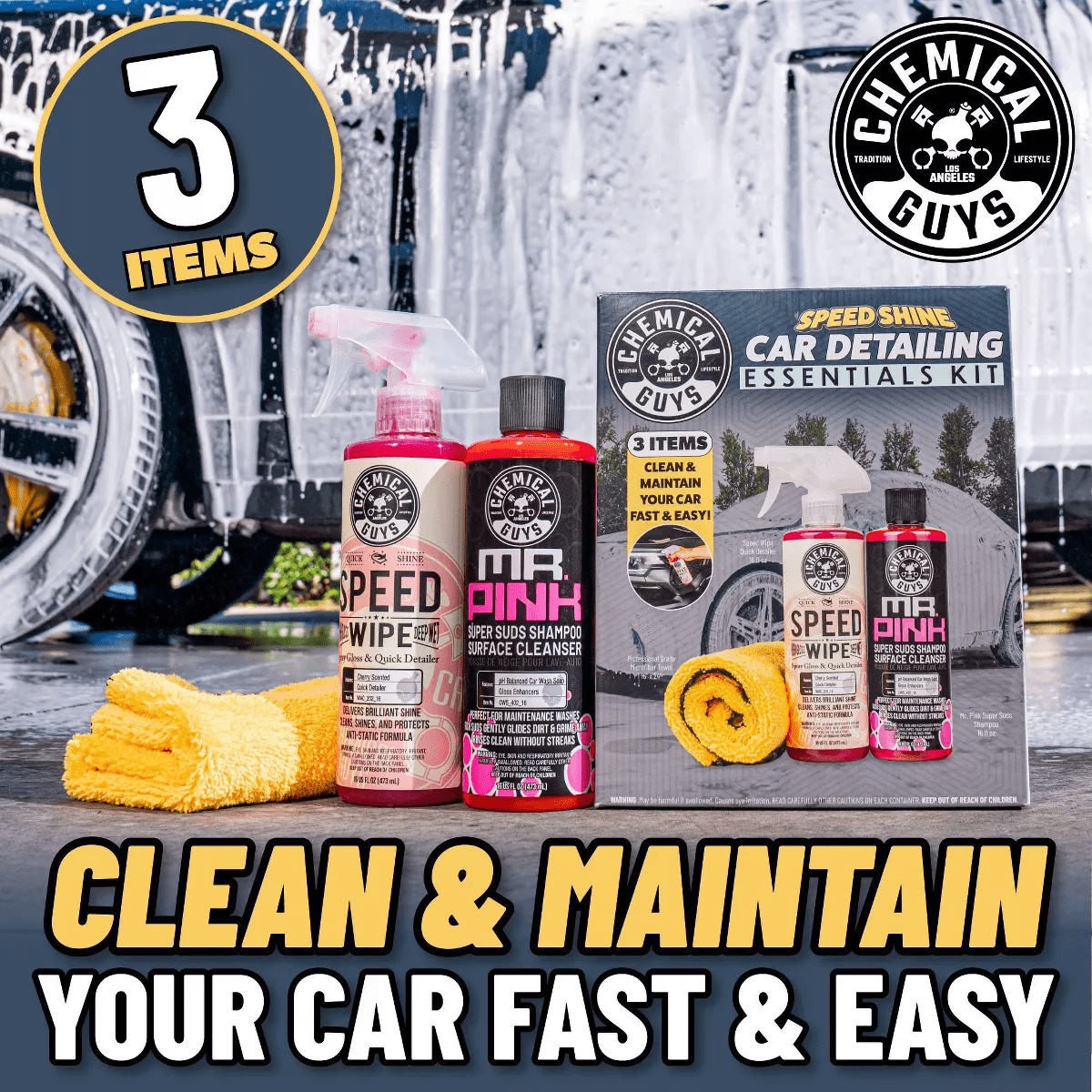Chemical Guys 3Pc Wash and Shine Cleaners: Liquid Automotive Cleaning Kit, 2.75 Net Weight, Scented for Cars & Motorcycles - Image 6