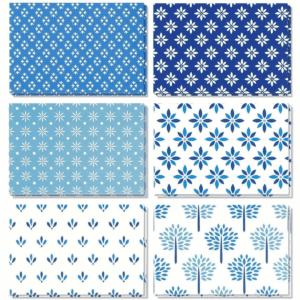Best Paper Greetings 48-Pack Blue Stationery Notecards and Envelopes Set, 4X6-Inch Generic All Occasion Thank You Notes, 6 Floral Designs Blank Inside