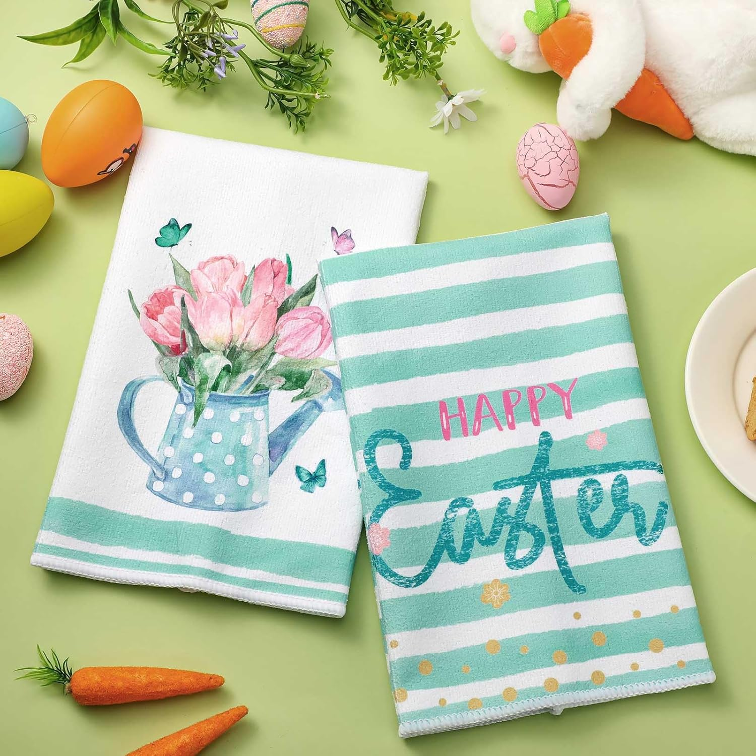 6 Pcs Easter Kitchen Towels Bunny Gnome Floral Hello Spring Dish Towels Easter Tea Towels Easter Kitchen Decor Spring Flowers Blessings Dishcloths for Bathroom Home Housewarming Decorations - Image 6
