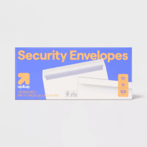 125Ct 4" X 9.5" Security Envelopes White - Up&Up™: Business Mailing, Letter, Legal, Gummed Flap, Paper, 125 Pack
