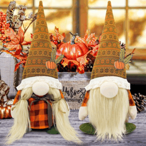 Fall Decorations for Home - Thanksgiving Decor - Cute Fall Pumpkin Gnomes Plush Doll for Office, Indoor, Living Room, Tiered Tray, Harvest Table Supplies - Autumn Birthday Gifts Basket Ideas for Women