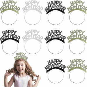 12Pcs New Year'S Headbands and Hats - NYE Crown, Happy New Year Headband, Party Hats, Eve Party Headbands, Tiara, Accessories for Kids Adults