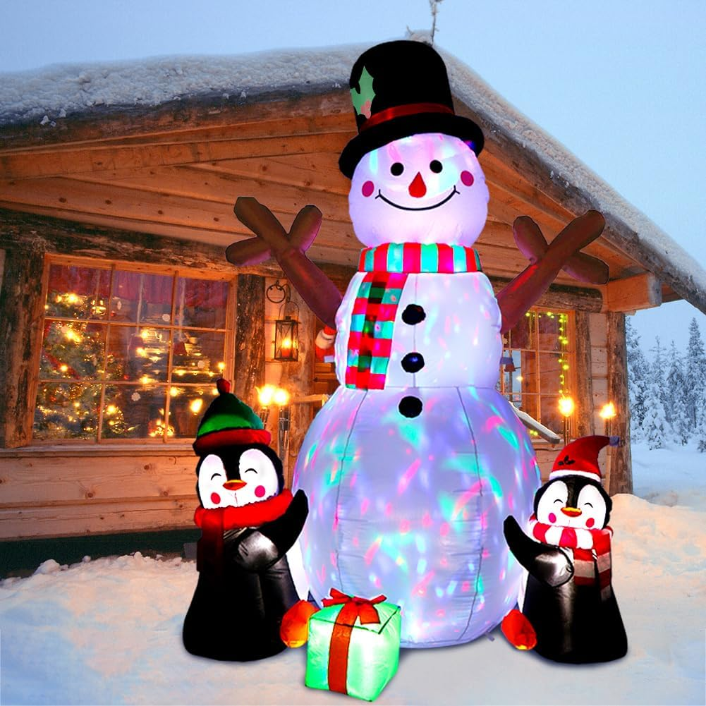 6Ft Christmas Inflatables Christmas Decorations Outdoor, Inflatable Snowman Penguin Blow up Yard Decorations with Rotating LED Lights for Indoor Outdoor Christmas Decorations Yard Garden Decor - Image 5