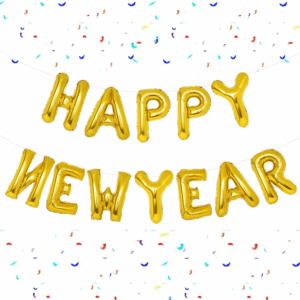 Gold Happy New Year Balloons, 16 Inch Gold Happy New Year Banner Decorations 2024, NYE Decorations 2024 Backdrop Eve Party Supplies