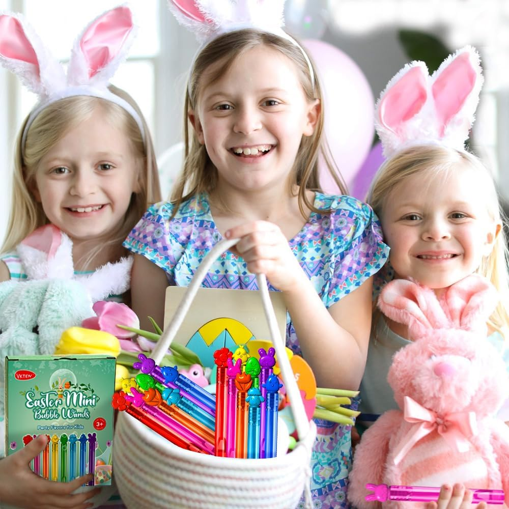 32Pcs Easter-Themed Mini Bubble Wands Assortment 8 Colors 8 Styles Bubble Party Favors for Kids,Easter Basket Stuffers Essentials - Image 6