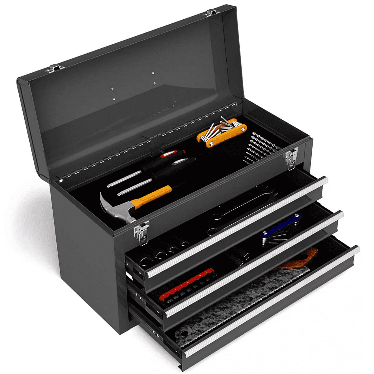 Costway Portable Tool Chest Box Storage Cabinet Garage Mechanic Organizer 3 Drawers Black/Red/Blue - Image 10