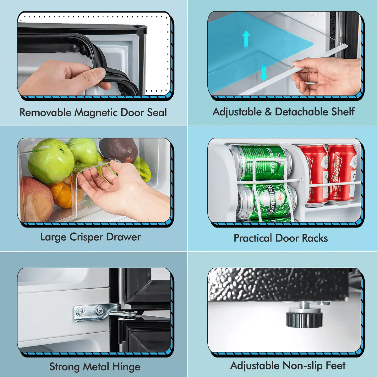 Costway 3.2 Cu.Ft Mini Refrigerator with Freezer Compact Fridge with 2 Reversible Door - Image 8