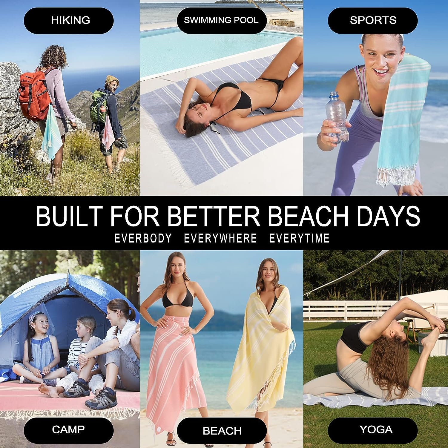 Turkish Beach Towels Vacation Essentials Quick Dry Sand Free Oversized Bath Pool Swim Towel Extra Large XL Blanket Adult Travel Cruise Accessories Must Haves Clearance Stuff Necessities - Image 3