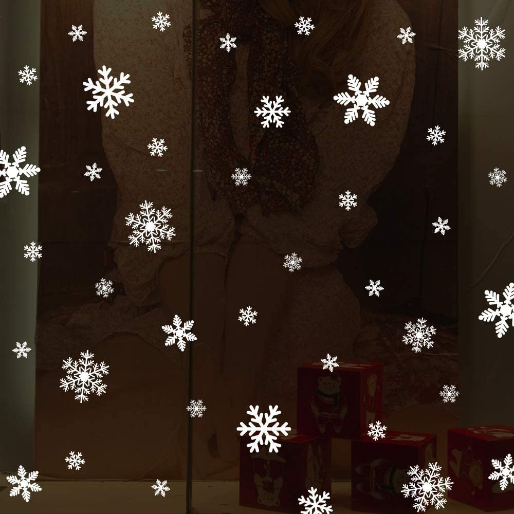 135Pcs Christmas Window Clings Snowflakes Window Decals Static Window Stickers for Christmas Decorations Windows Décor Ornaments Xmas Party Supplies Thanksgiving Party Décor - Image 7