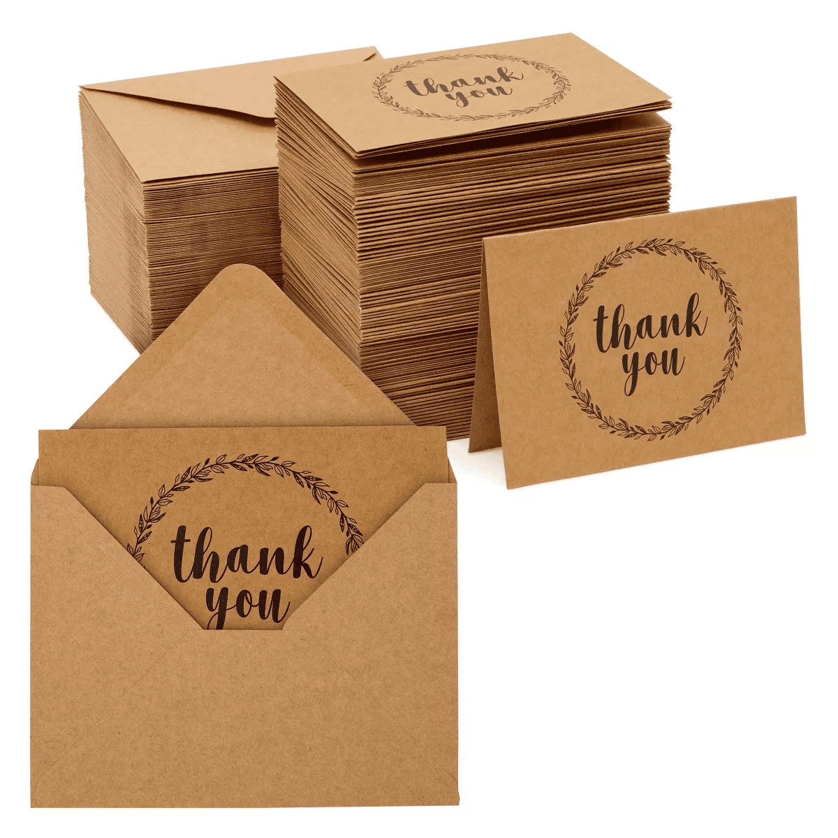 Best Paper Greetings 120 Pack 3.5X5-Inch Bulk Kraft Thank You Cards with Envelopes - Blank Appreciation Gift Notes for Wedding and Teachers - Image 7