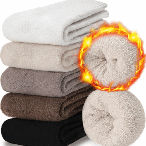 5 Pairs Women Merino Wool Boot Socks Warm Thermal Winter Thick Hiking Cozy Cabin Crew Comfy Socks for Ladies