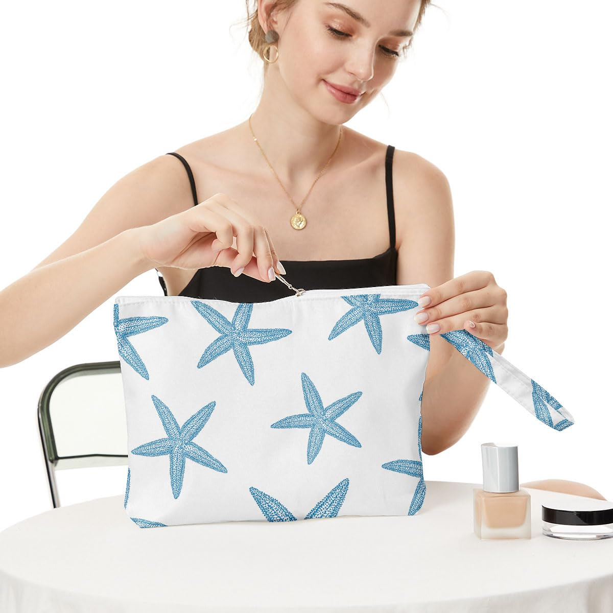 Wet Bag, Travel Wet Dry Bag Water Proof Beach Bags for Swimsuit Beach Pool Diapers Dirty Yoga Gym Clothes Zipper Pouch, for Women Sister Friends Ocean Sea Shells Makeup Bag - Image 3