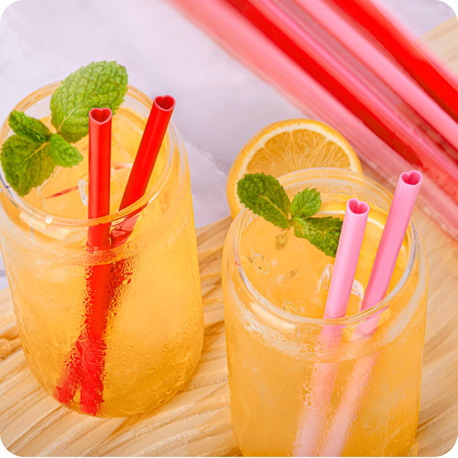 50 Pcs Red Heart Shaped Disposable Straws- Plastic Drinking Cute Straw for Valentines Day Cocktail Birthday Party Bridal Shower Wedding Supplies, Individually Wrapped (Red) - Image 7