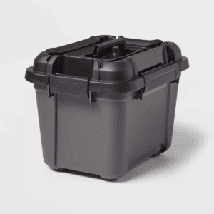 Tool and Hardware Latching Storage Box with Handle - Brightroomâ„¢: Gray Multi-Compartment Tote, 18L Capacity