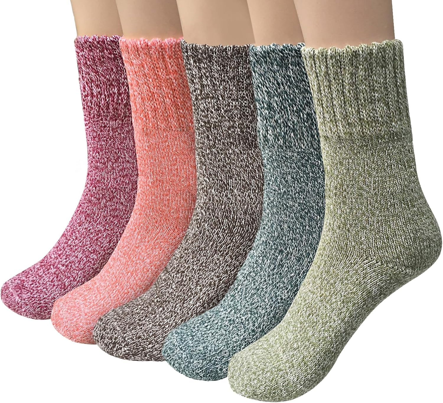 Pack of 5 Womens Wool Socks Winter Warm Hiking Socks Casual Calf Athletic Socks Gifts