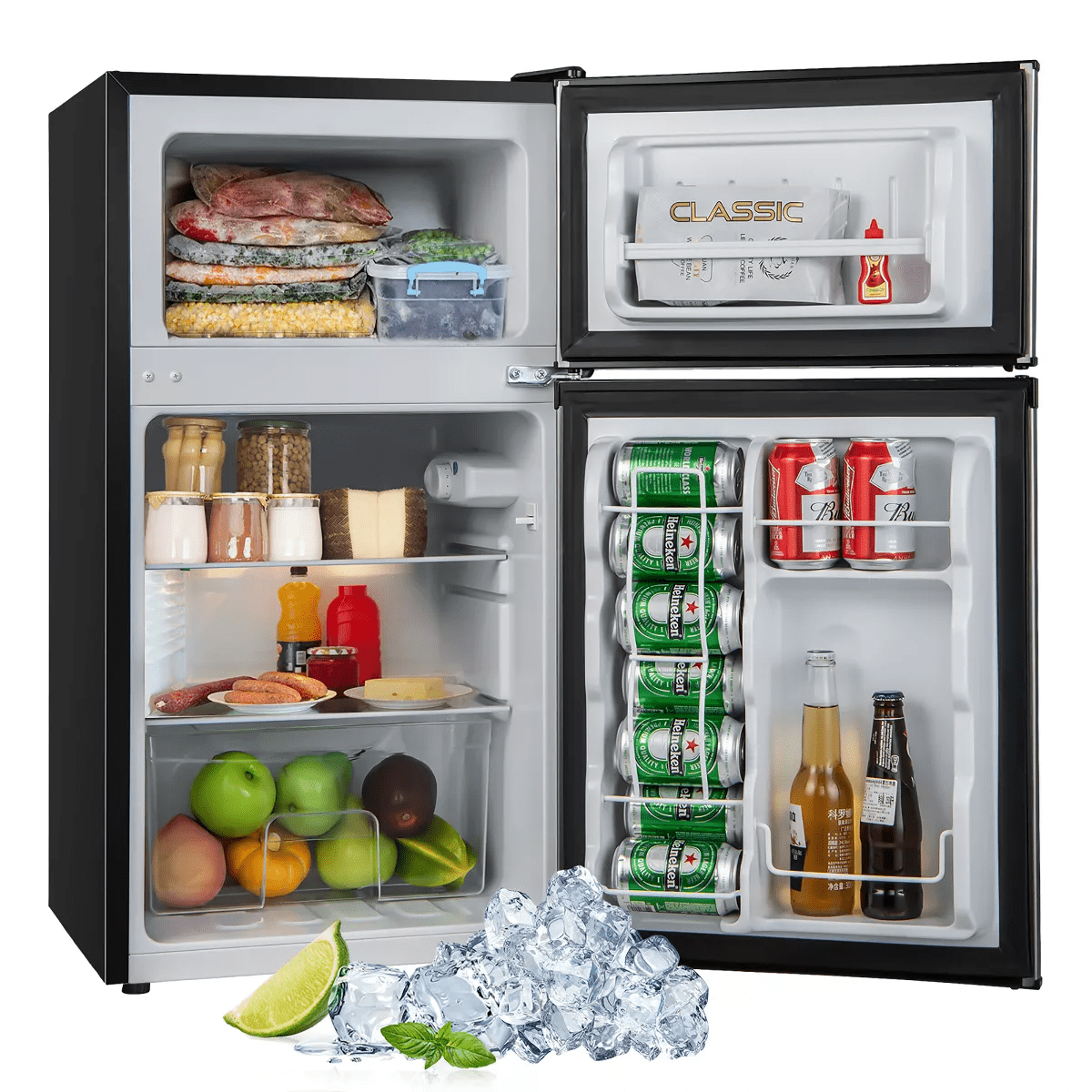 Costway 3.2 Cu.Ft Mini Refrigerator with Freezer Compact Fridge with 2 Reversible Door - Image 10