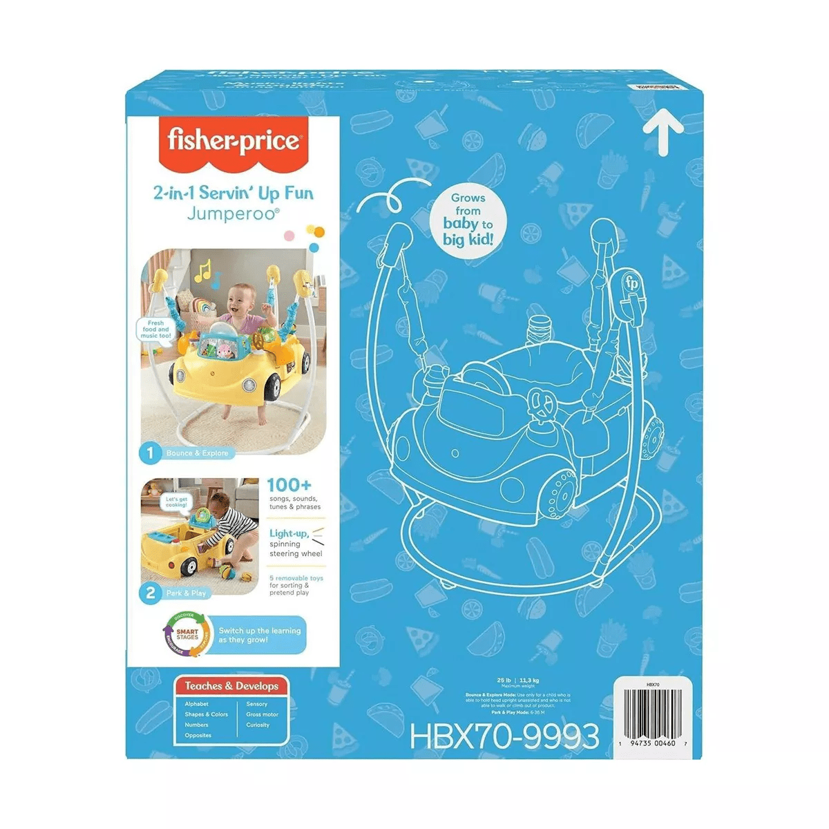 Fisher-Price Baby to Toddler Learning Toy 2-In-1 Servin’ up Fun Jumperoo Activity Center with and Shape Sorting Puzzle Play - Image 6