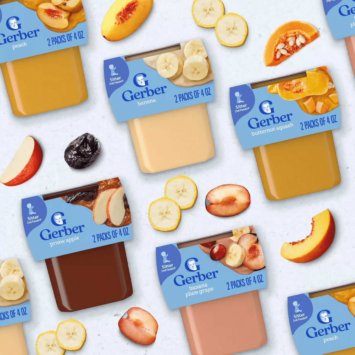 Gerber Baby Food Stage 2 Fruit & Veggie Puree Tubs 16 Variety Pack - 128Oz - Image 6