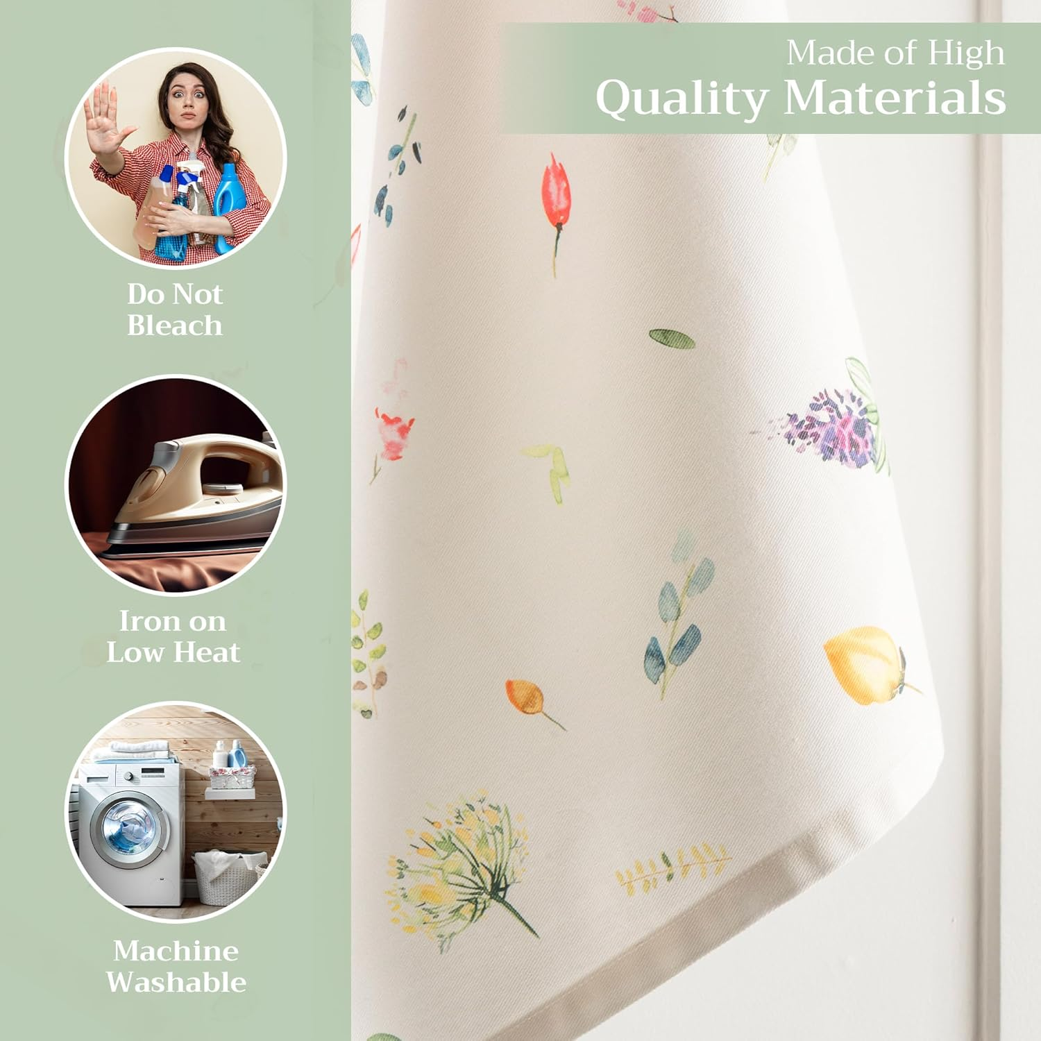 Kitchen Towels Set of 2 100% Cotton 27.50" X 20" Reusable Cloth Tea Dish Towels Absorbent with Hanging Loop for Kitchen, Dining, Cocktail Parties Spring/Summer (Botanical Fresh) - Image 3