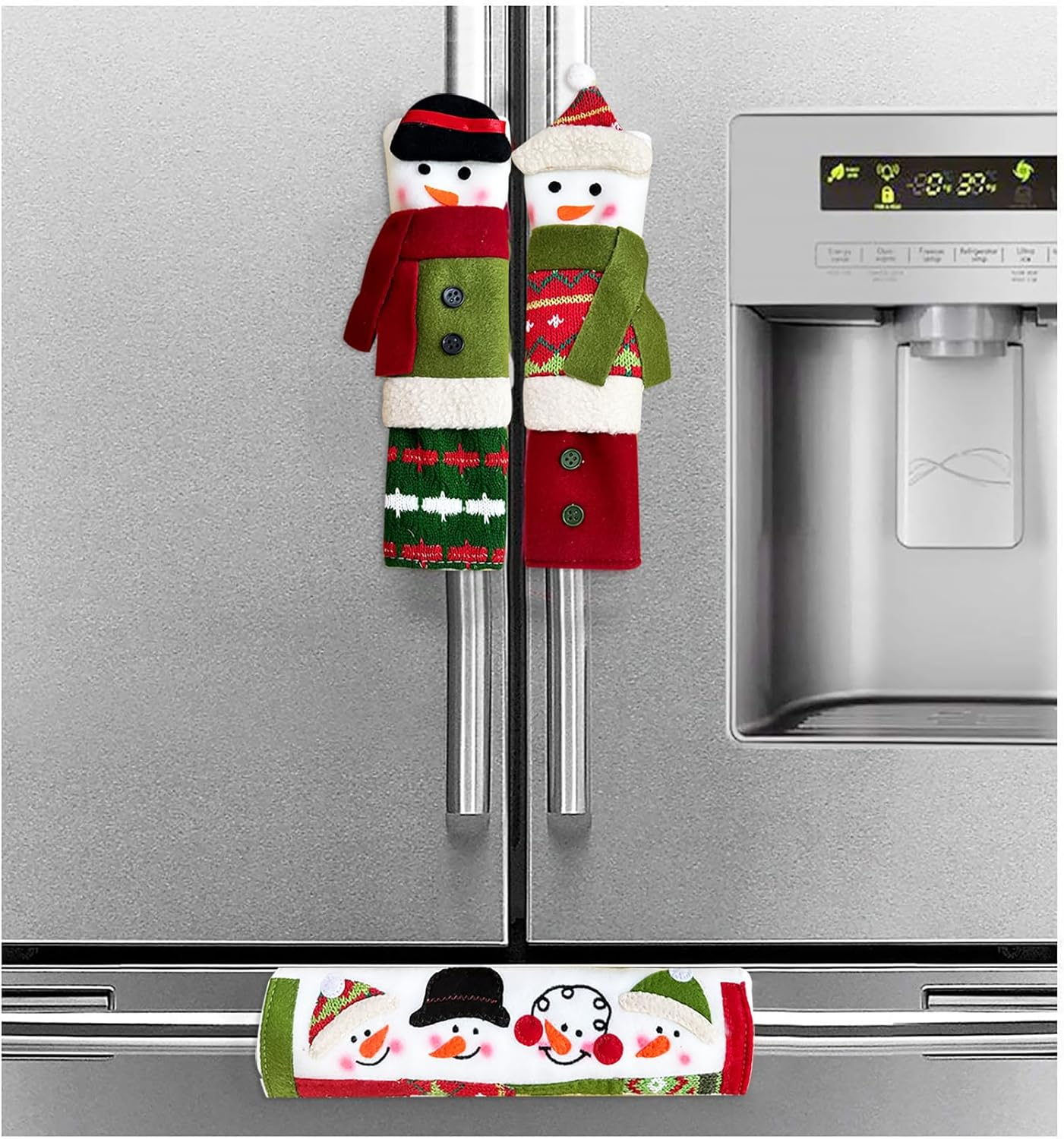 3 Piece Set Christmas Snowman Refrigerator Door Handle Covers Appliance Handle Covers Christmas Decorations Fits Standard Size Kitchen Refrigerator Microwave Oven or Dishwasher - Image 6