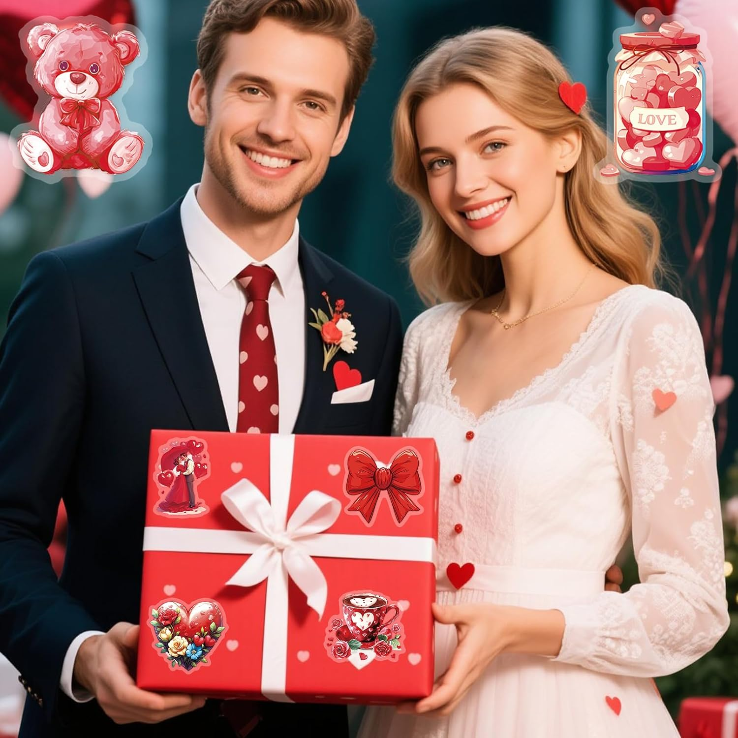 100PCS Valentine'S Day Stickers, Non-Repeating Vinyl Waterproof Romantic Stickers for Laptops, Water Bottles, Scooters, Valentine'S Day Wall, Window Decorations - Image 4