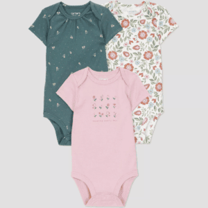 Carter'S Just One You® Baby Girls' 3Pk Short Sleeve Floral Bodysuit - Pink