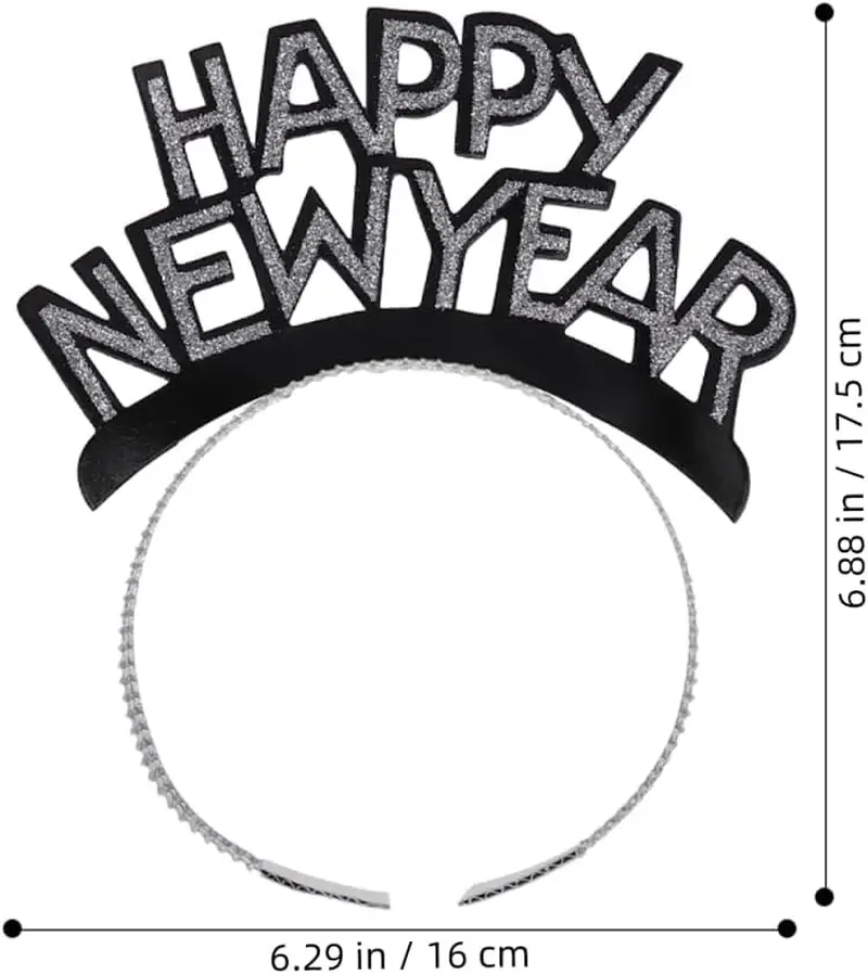 Amosfun HAPPY NEW YEAR Headband Tiara New Years Party Favors Gold Silver Black 12 Pieces - Image 3