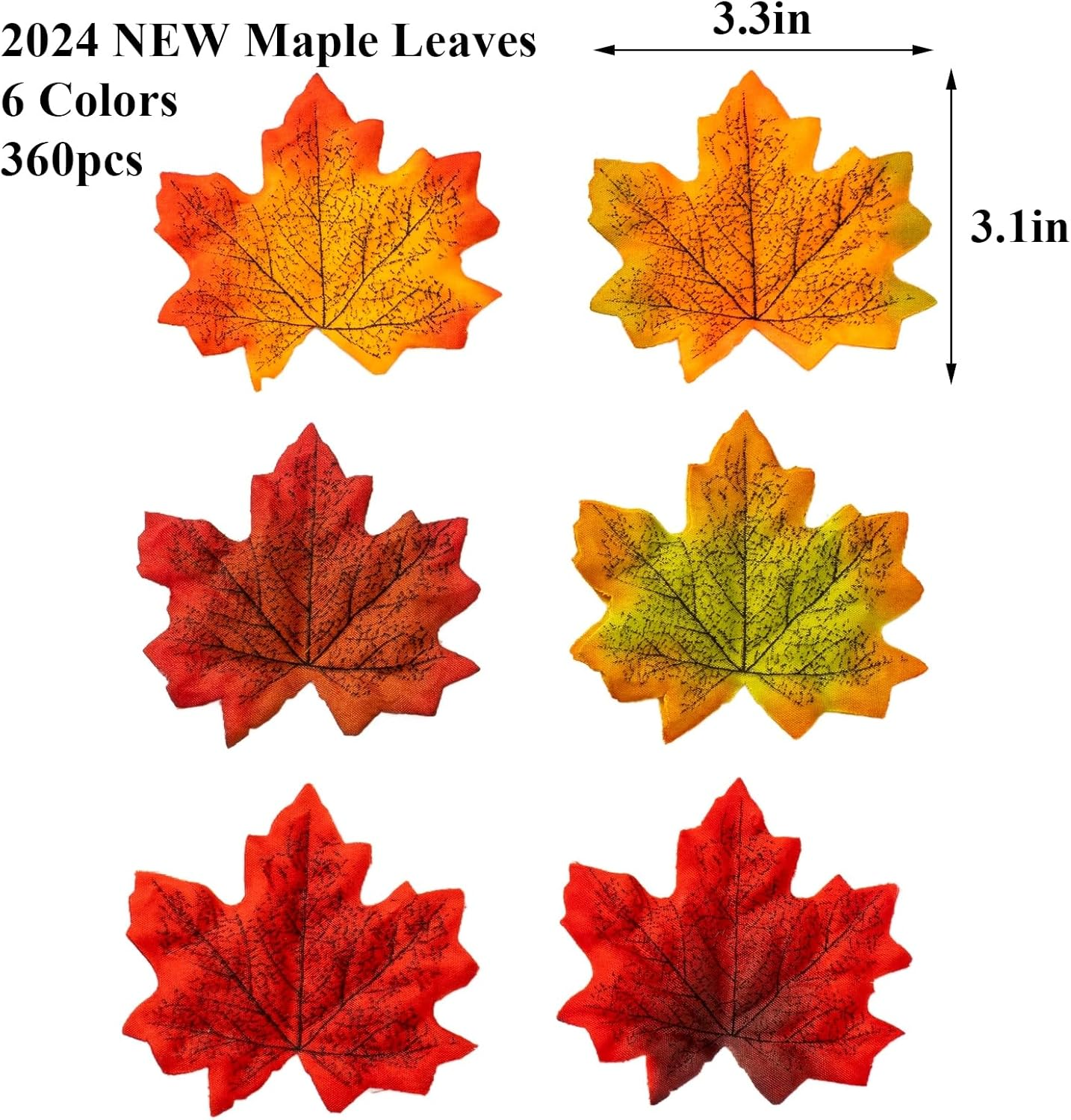360 Pcs 8Cm/3.1Inch Artificial Maple Leaves 6 Colors Fall Leaves Thanksgiving Day Autumn Leaf Decorations Wedding Parties Props Party Table Decor Crafts Artificial Flowers 2024 - Image 3