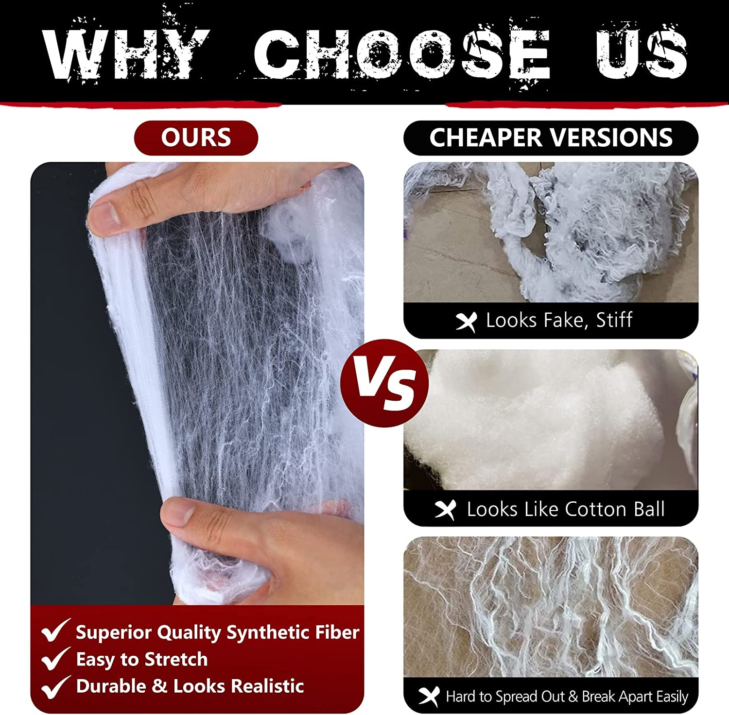 1000 Sqft Spider Webs Halloween Decorations Bonus with 30 Fake Spiders, Super Stretch Cobwebs for Halloween Indoor and Outdoor Party Supplies - Image 4