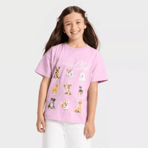 Girls' Short Sleeve Oversized Scenic Happiness Club T-Shirt - Cat & Jackâ„¢ Lavender Mauve