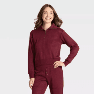 Women'S Quarter Zip Pullover Sweatshirt